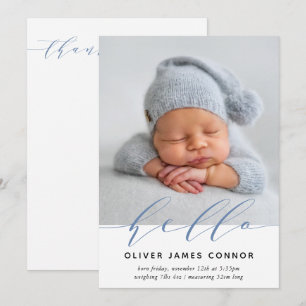 Anuncio MODERNO BEBÉ FOTO hola elegante caligrafía alta