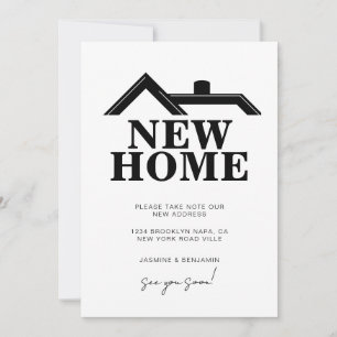 Anuncio Moderno Blanco y Negro Nos Mudamos Nueva Casa