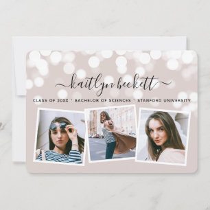 Anuncio Moderno Bokeh Ilustra 3 Foto Graduada