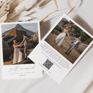 Anuncio Moderno código QR 2 foto sólo Boda casado