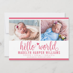 Anuncio Moderno Collage de fotos de Berry Pink Hello World