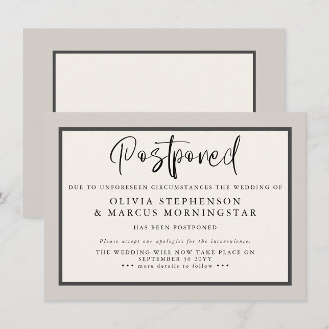 Anuncio moderno de evento pospuesto Earthtones (Anverso / Reverso)