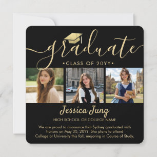 Anuncio moderno de graduación con 4 fotos en colla
