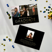 Anuncio Moderno de Graduación con Hojas de Oro
