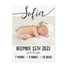 Anuncio moderno de nacimiento de bebé con fotos y