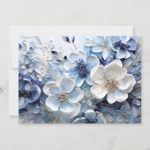 Anuncio Moderno Elegante Botánico Floral Azul Blanco
