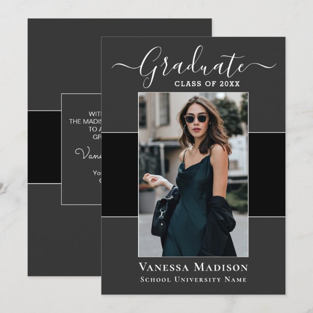 Anuncio Moderno | Elegante Graduación de Fotografía de Gri (Anverso / Reverso)