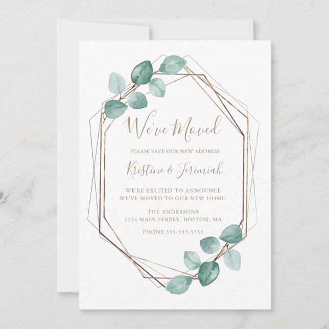 Anuncio Moderno Eucalyptus Watercolor Café Script Boda (Anverso)
