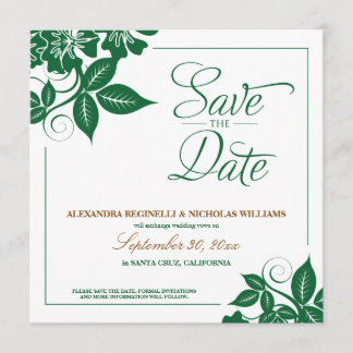 Anuncio moderno floral de aviso de fecha de boda (