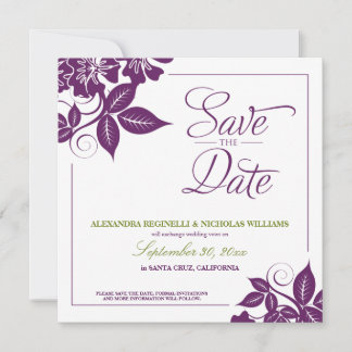 Anuncio moderno floral de aviso de fecha de boda (