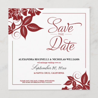 Anuncio moderno floral de aviso de fecha de boda (