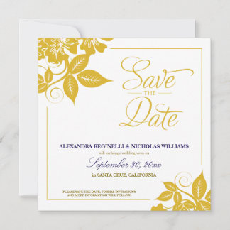 Anuncio moderno floral de aviso de fecha de boda (