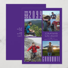 Anuncio Moderno Graduación Cuatro Collages de fotos Púrpur