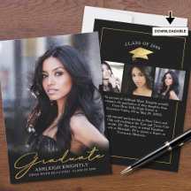 Moderno Graduado 4 Fotos Guión Escrito A Mano Negr