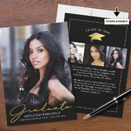 Anuncio Moderno Graduado 4 Fotos Guión Escrito A Mano Negr