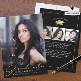 Anuncio Moderno graduado 4 fotos guión oro negro