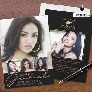 Anuncio Moderno graduado 5 fotos guión oro negro