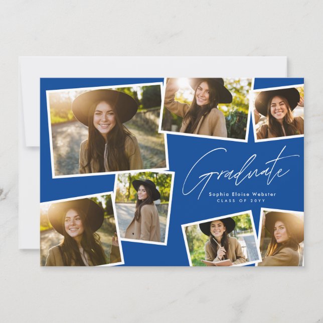 Anuncio Moderno graduado de moda 7 foto graduación azul (Anverso)