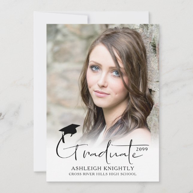 Anuncio Moderno guión simple manuscrito Graduado 2 Foto (Anverso)