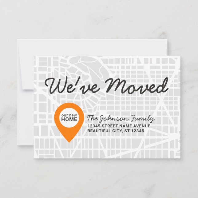 Anuncio Moderno hemos movido mapas nueva dirección de casa (Anverso)