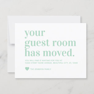 Anuncio Moderno Hemos mudado la habitación de invitados Mo