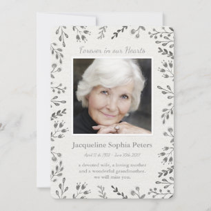 Anuncio Moderno memorial floral blanco y gris