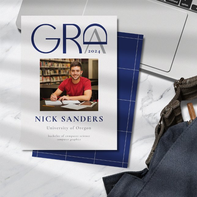 Anuncio Moderno Photo Graduation College Gray Blue (Subido por el creador)