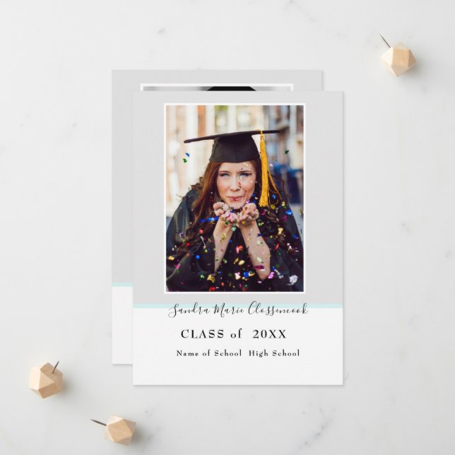 Anuncio Moderno Simple Minimal Gris Acuático Graduation (Anverso/Reverso In Situ)