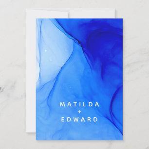 Anuncio moderno y elegante boda azul y blanco