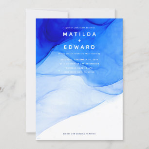Anuncio moderno y elegante boda azul y blanco