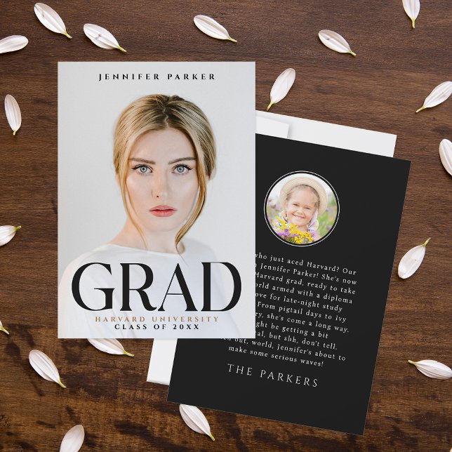 Anuncio Moderno y elegante foto de graduado nombre retrato (Subido por el creador)