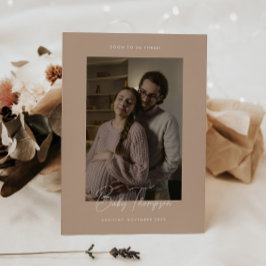 Anuncio Moderno y elegante guión beige foto embarazo