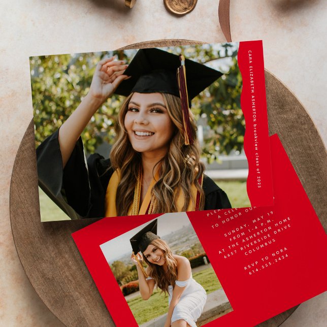 Anuncio Moderno y simple borde ondulado de dos graduacione (Subido por el creador)