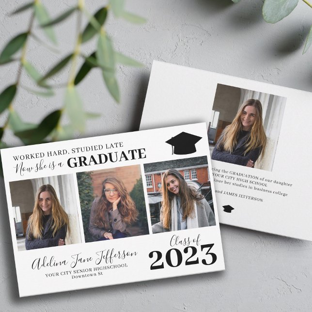 Anuncio Moderno y simple cita de graduación graduado 4 fot (Subido por el creador)