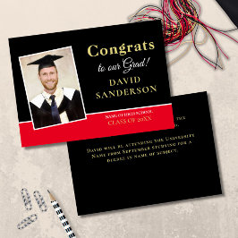 Anuncio Modernos Felicitaciones Grad Photo Name Gold Black