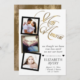 Anuncio Mon Amour | Nacimiento de Relieve metalizado dorad