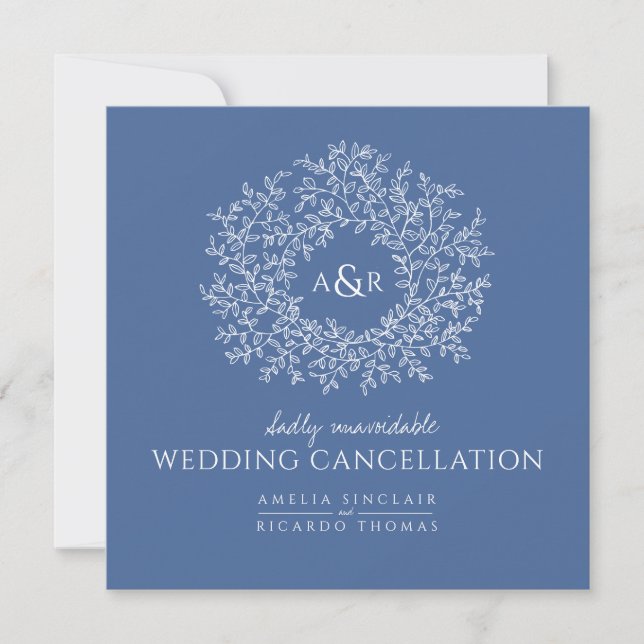 Anuncio Monograma azul deja cancelación de boda (Anverso)