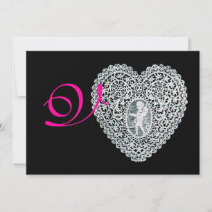 Anuncio MONOGRAMA CUPID LACE HEART, fucsia rosa