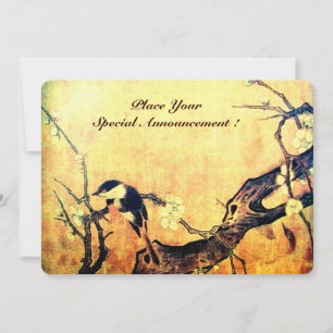 Anuncio MONOGRAMA DE PÁJARO DE PRIMAVERA, Amarillo Dorado 