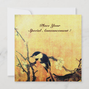 Anuncio MONOGRAMA DE PÁJARO DE PRIMAVERA, dorado amarillo 