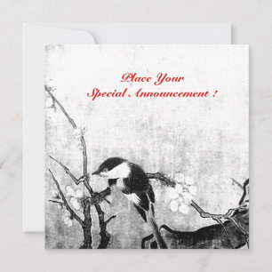 Anuncio MONOGRAMA DE PÁJARO DE PRIMAVERA negro blanco gris