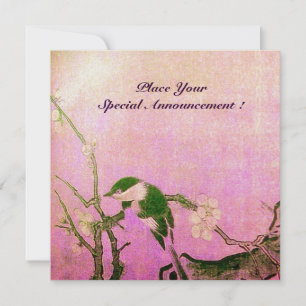 Anuncio MONOGRAMA DE PÁJARO PRIMAVERAL rosa marrón violeta