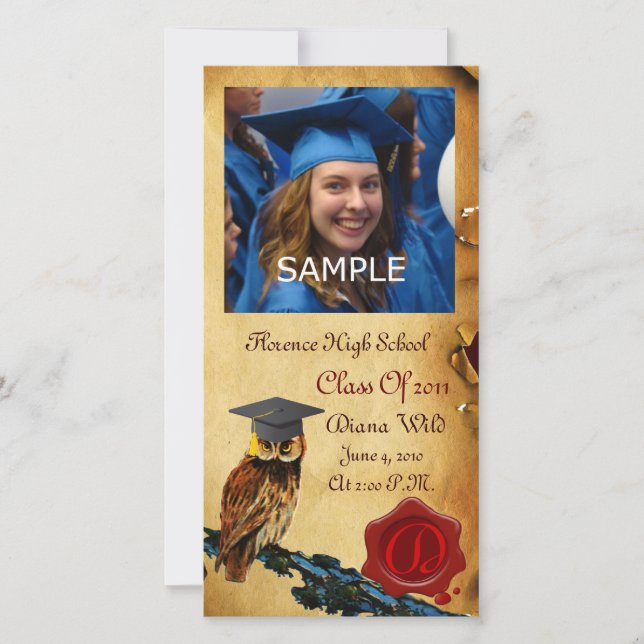 ANUNCIO MONOGRAMA DE SELLO DE CERRADURA ROJO DE GRADUACIÓN (Anverso)