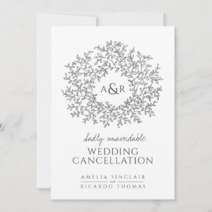 Anuncio Monograma deja gris sobre cancelación de boda blan
