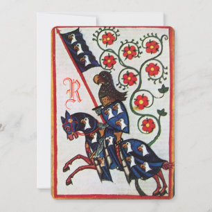 Anuncio Monograma del PARCHMENTO MEDIEVAL AZUL KNIGHT HORS