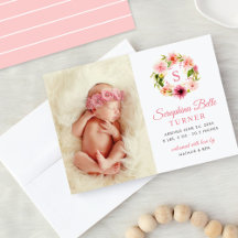 Monograma Floral Rosa Moral Bebé Bebé Foto Nacimie