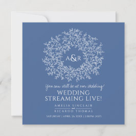 Anuncio Monograma hojas azul clásico boda transmisión en v