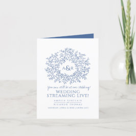 Anuncio Monograma hojas azules blancas boda flujo en vivo