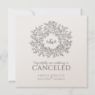 Anuncio Monograma hojas mono gris oscuro boda cancelada