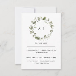 Anuncio Monograma | RSVP de boda con greenery de acuarela